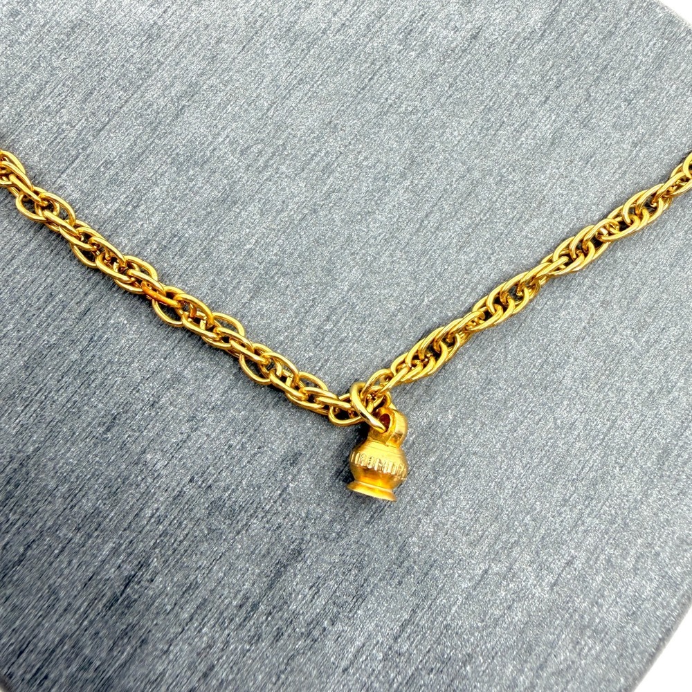 Gold Tone Mini Urn Pendant Necklace Delicate Chain Boho Statement Accessory Gift